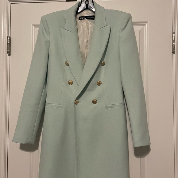 Mint Green Zara Double Breasted Blazer - Picture 5 of 7